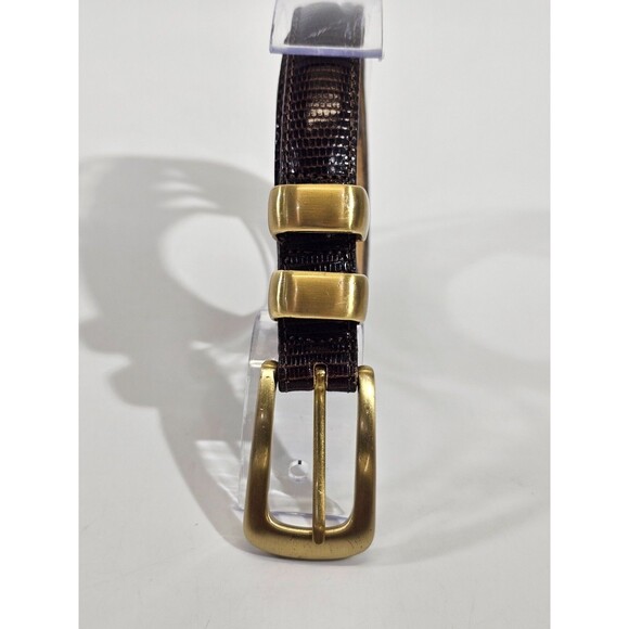 LM Women's M L 32 Brighton Classics Embossed Leather Belt Brown 3/4"W x38"L - Picture 2 of 9